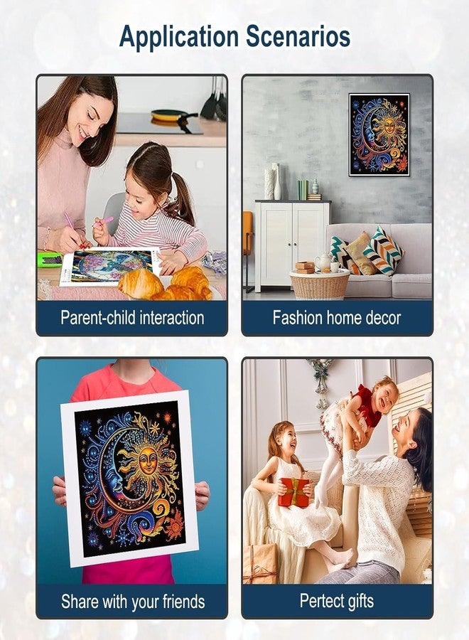 TREXEE Diamond Painting Kits for Adults, 5D Special Shape Diamond Art Kits for Beginners, Crystal Rhinestones Diamond Painting for Home Wall Decoration Gift (12×12 inch) Sun and Moon - Image 5